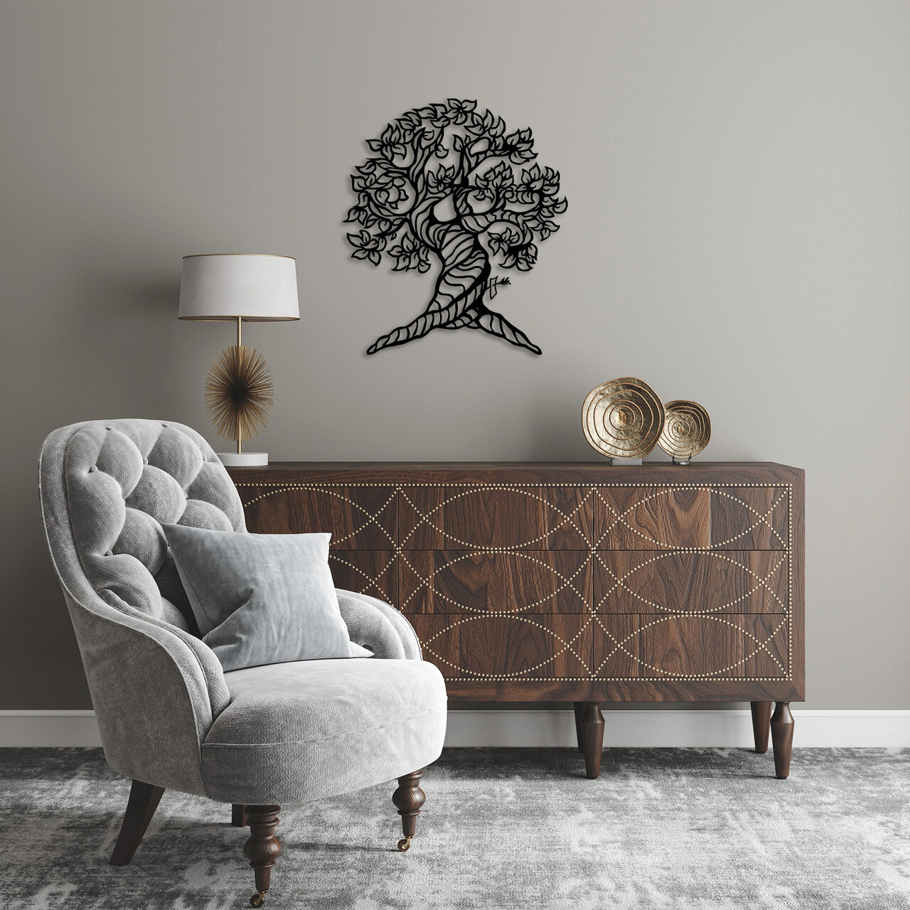 Decoratiune de perete, Monumental Tree, Dimensiune: 62 x 70 cm, Negru - imagine 7